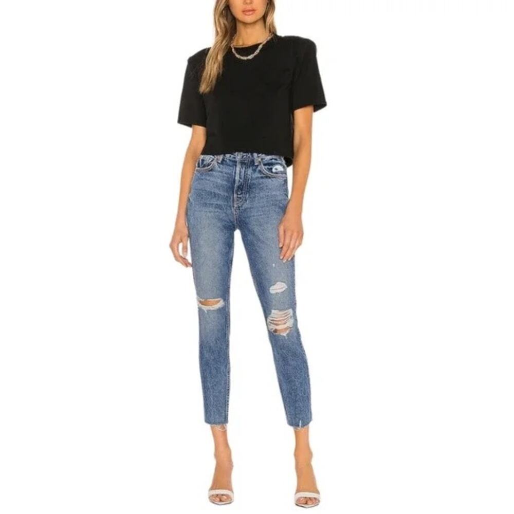New Grlfrnd Karolina Super Hi Rise Distressed Raw Hem Jean Size 27 in Go My Way